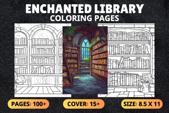 100 Enchanted Library Coloring Pages