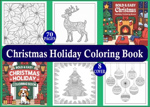70 Christmas Holiday Coloring Book: A Festive Escape for Adults
