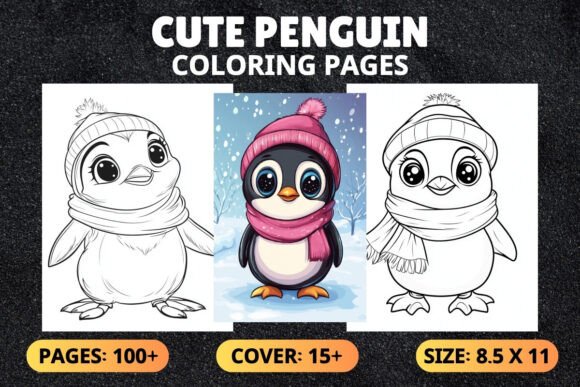 Bold and Easy Cute Penguin Coloring Book