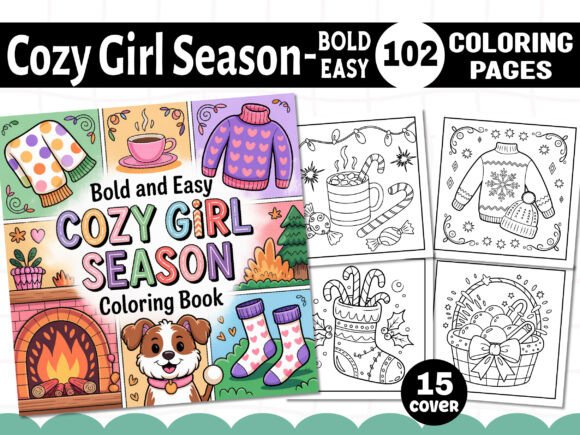 Bold Easy Cozy Girl Season Coloring Page