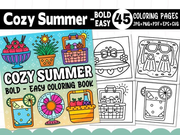 Bold Easy Cozy Summer Coloring Pages