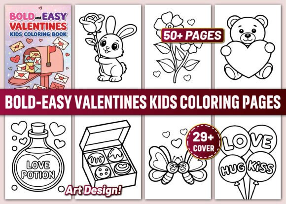 Bold-Easy Valentine Coloring Pages