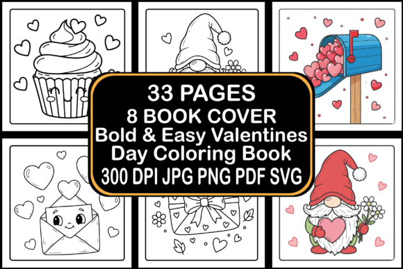 Bold Easy Valentine's Day Coloring Book for Adults