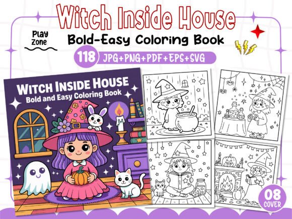 Bold Easy Witch Inside House Coloring for Creative and Productive Book Projects