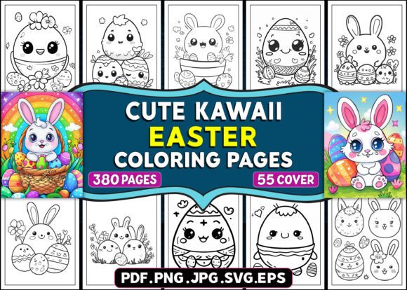 Cute Kawaii Easter Coloring Pages - KDP: A Creative Resource for Publishers and Creators