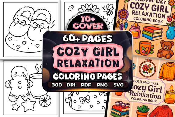 Easy Cozy Girl Relaxation Coloring Pages for Mindful Moments and Creative Expression