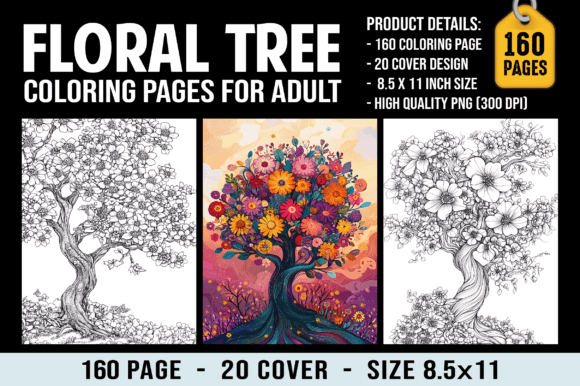Floral Tree Coloring Pages for Adults: A Creative Escape for the Modern Mind