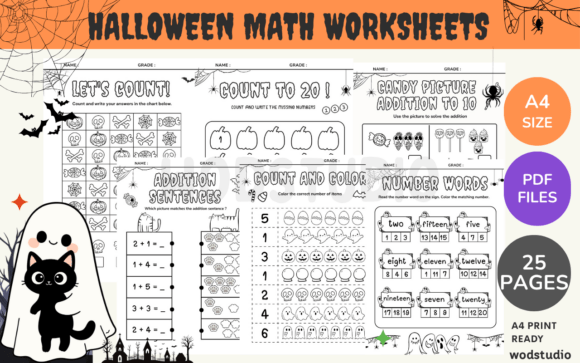 Halloween Math Worksheets for Designers