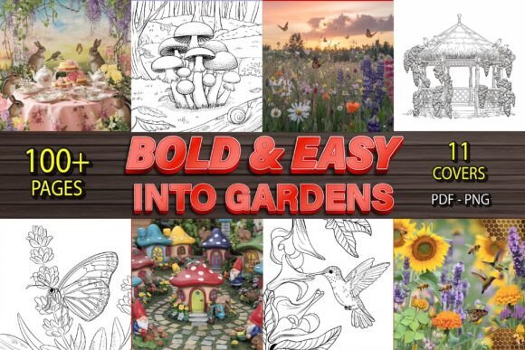 Into Gardens Bold and Easy Coloring Book: A Creative Escape for Adults