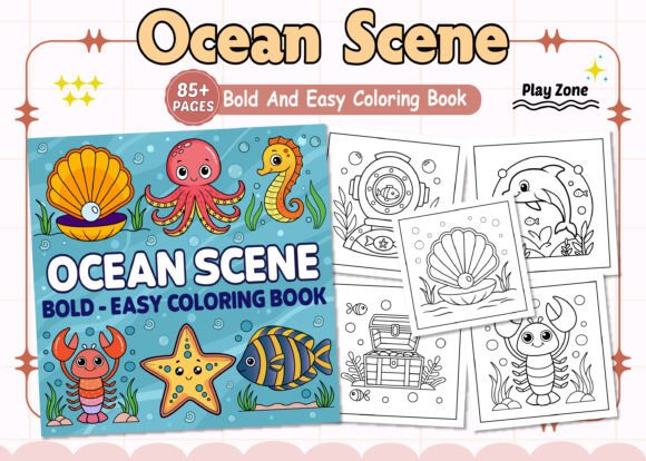 Ocean Scene Coloring Pages Bold and Easy